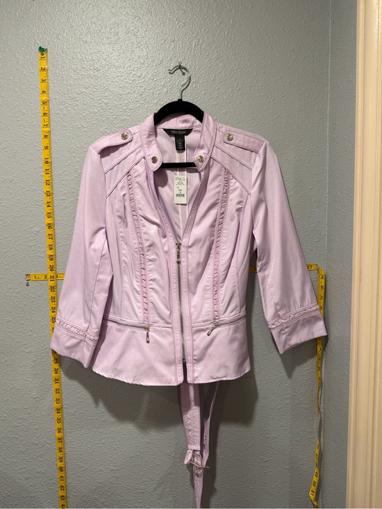 White House Black Market Jackets & Blazers - NWT White House Black Market Elle Twill Jacket Pink Size 12 Belted Zip Front